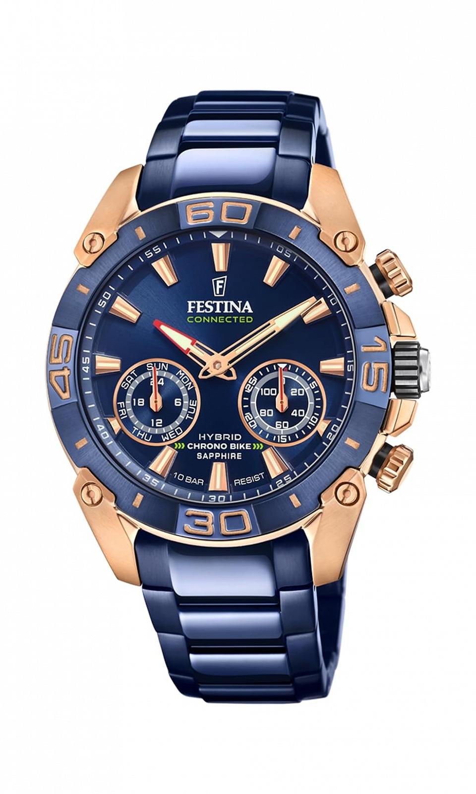Чоловічий годинник FESTINA Smartwatch F20549/1, корпус з нержавіючої сталі, рожеве золото, синій ремінець з нержавіючої сталі, фото №1 Чоловічий годинник FESTINA Smartwatch F20549/1, корпус з нержавіючої сталі, рожеве золото, синій ремінець з нержавіючої сталі, фото №1