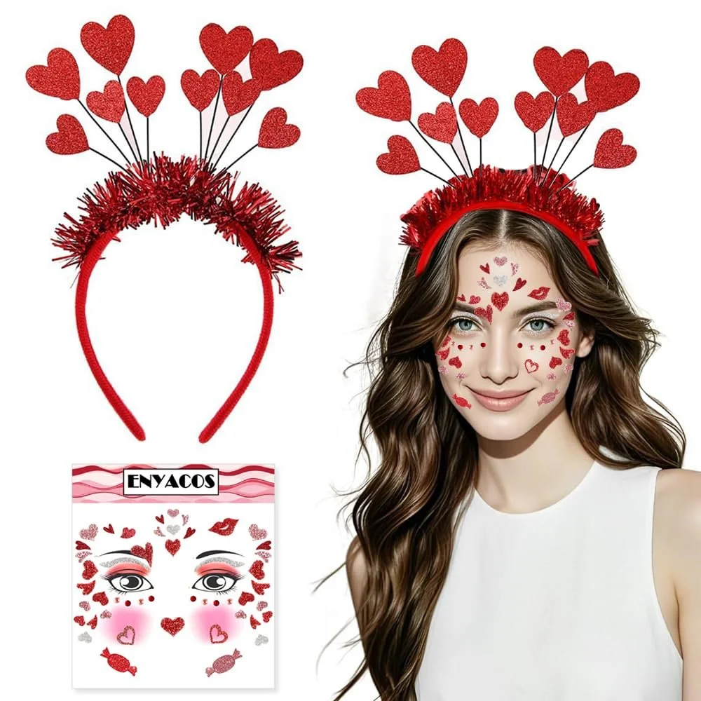 Обруч для волосся Серце Гліттер Червоний, фото №3