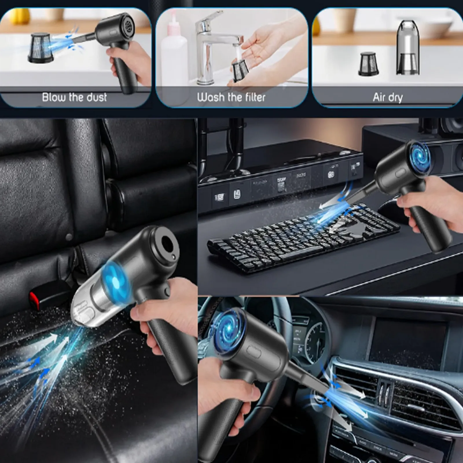 Електрична повітродувка WYFCR LED 3 швидкості 7500 mAh, фото №2