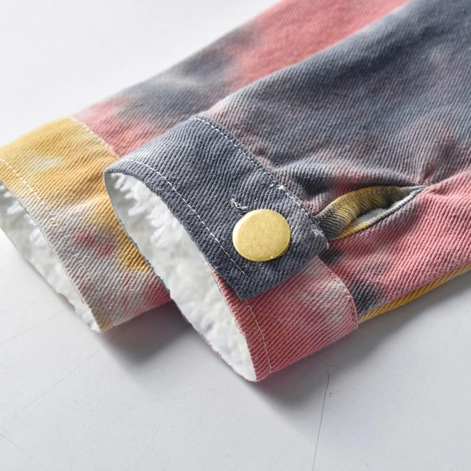 Куртка переходная Generisch 2026 для малышей, мальчиков и девочек, ветрозащитная, с принтами тай-дай, джинсовая флисовая куртка, теплая верхняя одежда для детей, фото №3