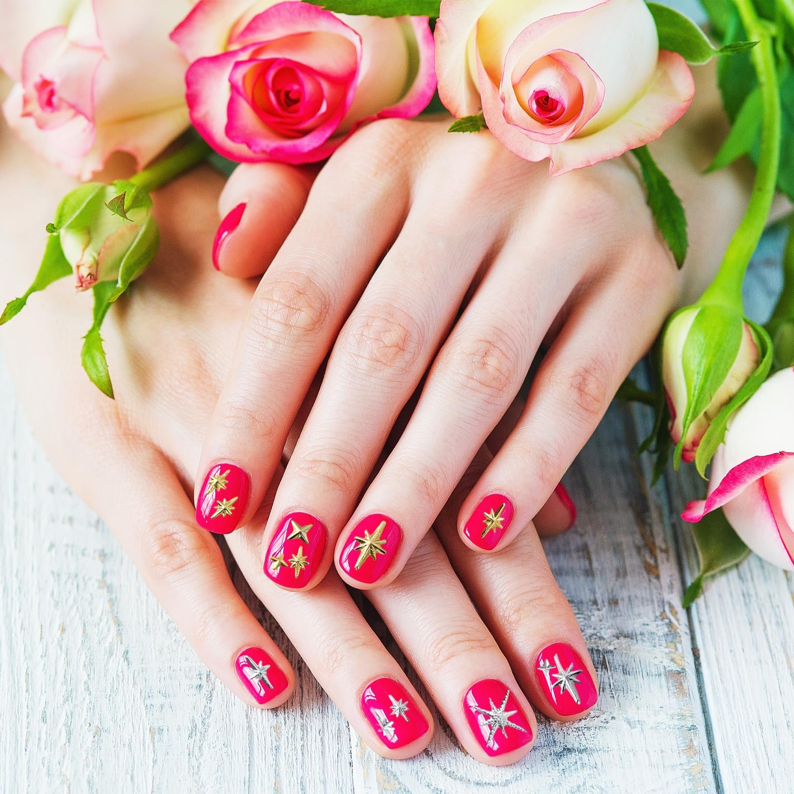 Украшения для ногтей, 2 коробки золотых звезд, 24 ячейки, украшения для ногтей в форме звезд, золотые серебряные украшения, блестящие сплавные камни для дизайна ногтей, фото №7