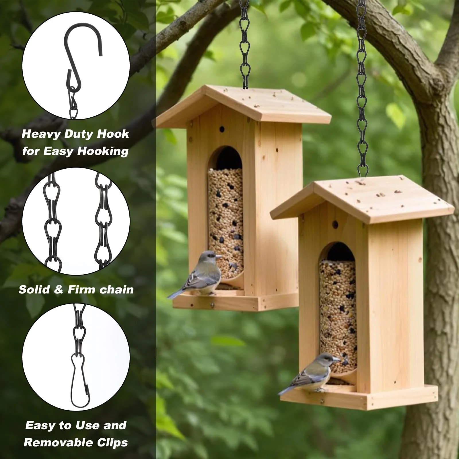 Ланцюжки для підвісних кошиків Ouligay Metal 50 см 6 шт. Black, фото №4