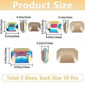 Стразы Прямоугольные стеклянные 8/10/14 мм, 30 шт synthetic.ua - Фото 1
