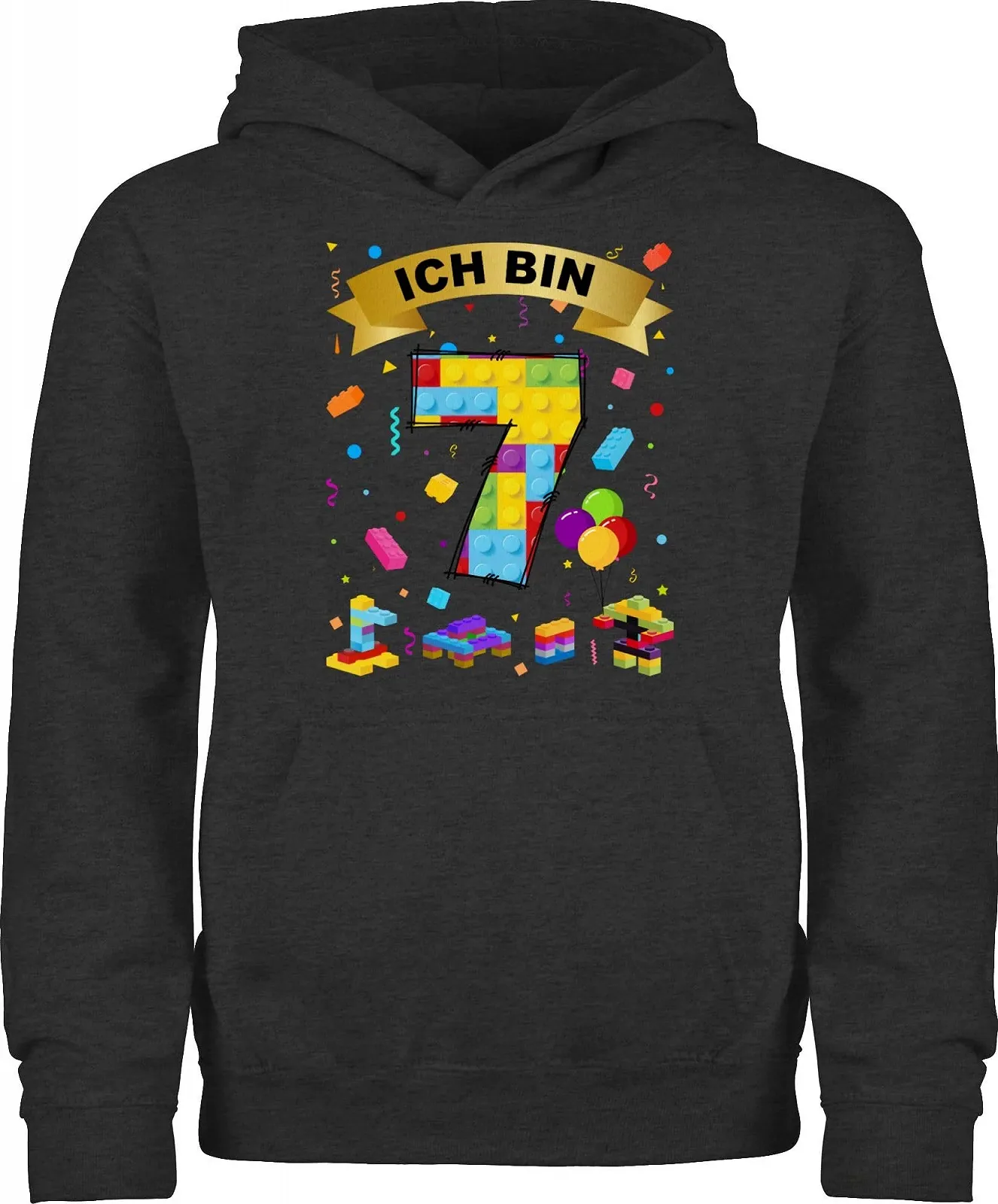 Худі для дітей Shirtracer 7th Birthday - I Am 7 Building Blocks, фото №1