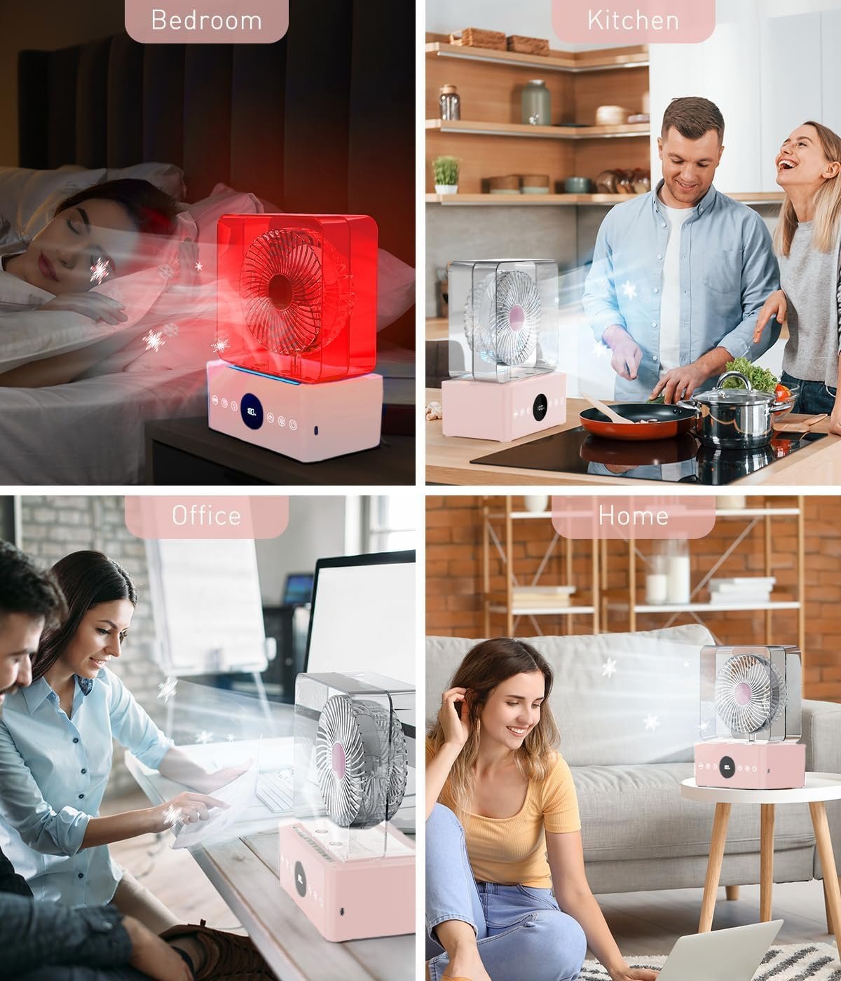 Мобільний кондиціонер 4-в-1 з водяним охолодженням 1000 мл 3 швидкості Таймер Підсвічування Акумулятор 3600 mAh, фото №5