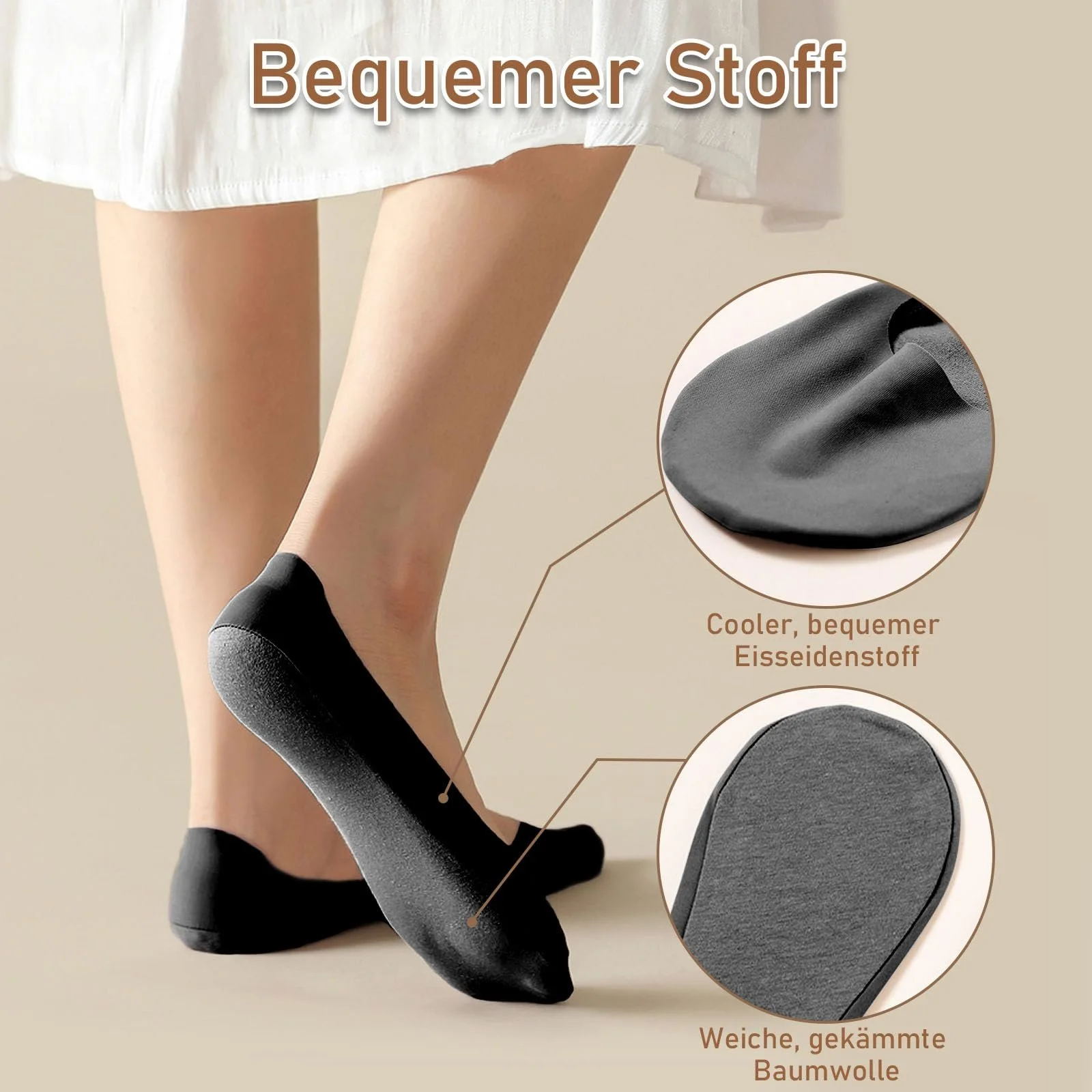 Носки ZOCONE Invisible Ankle Телесного цвета 35-38, фото №3