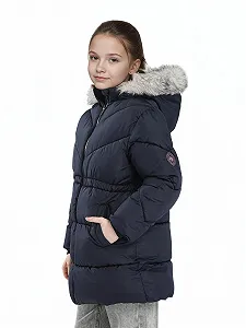 Зимова куртка з капюшоном Sunny Sprout для дівчат Довга стьобана куртка на підкладці з флісу та вітрозахисними рукавами synthetic.ua - Фото 1