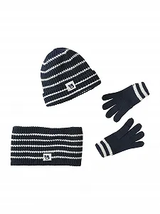 Комплект: Шапка, Шарф и Перчатки в Морскую Полоску Vertbaudet для Мальчиков - Фото 1