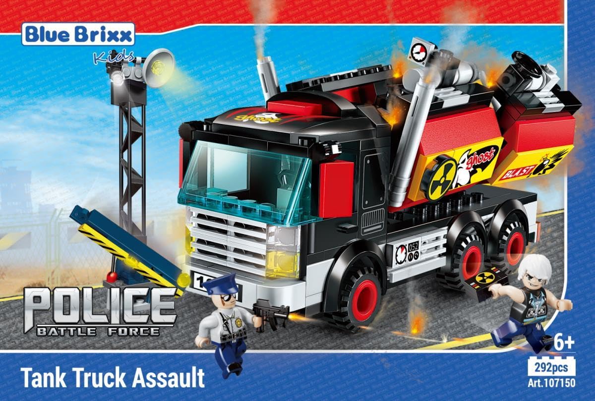 Набор BlueBrixx Kids 107150 – City Police Ограбление бензовоза из зажимных блоков 292 элемента, фото №1 Набор BlueBrixx Kids 107150 – City Police Ограбление бензовоза из зажимных блоков 292 элемента, фото №1