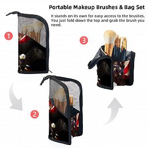 Сумка Органайзер для кистей для макияжа с 12 кистями для макияжа USA Flag Eagle Portable Colored-4016 synthetic.ua - Фото 1