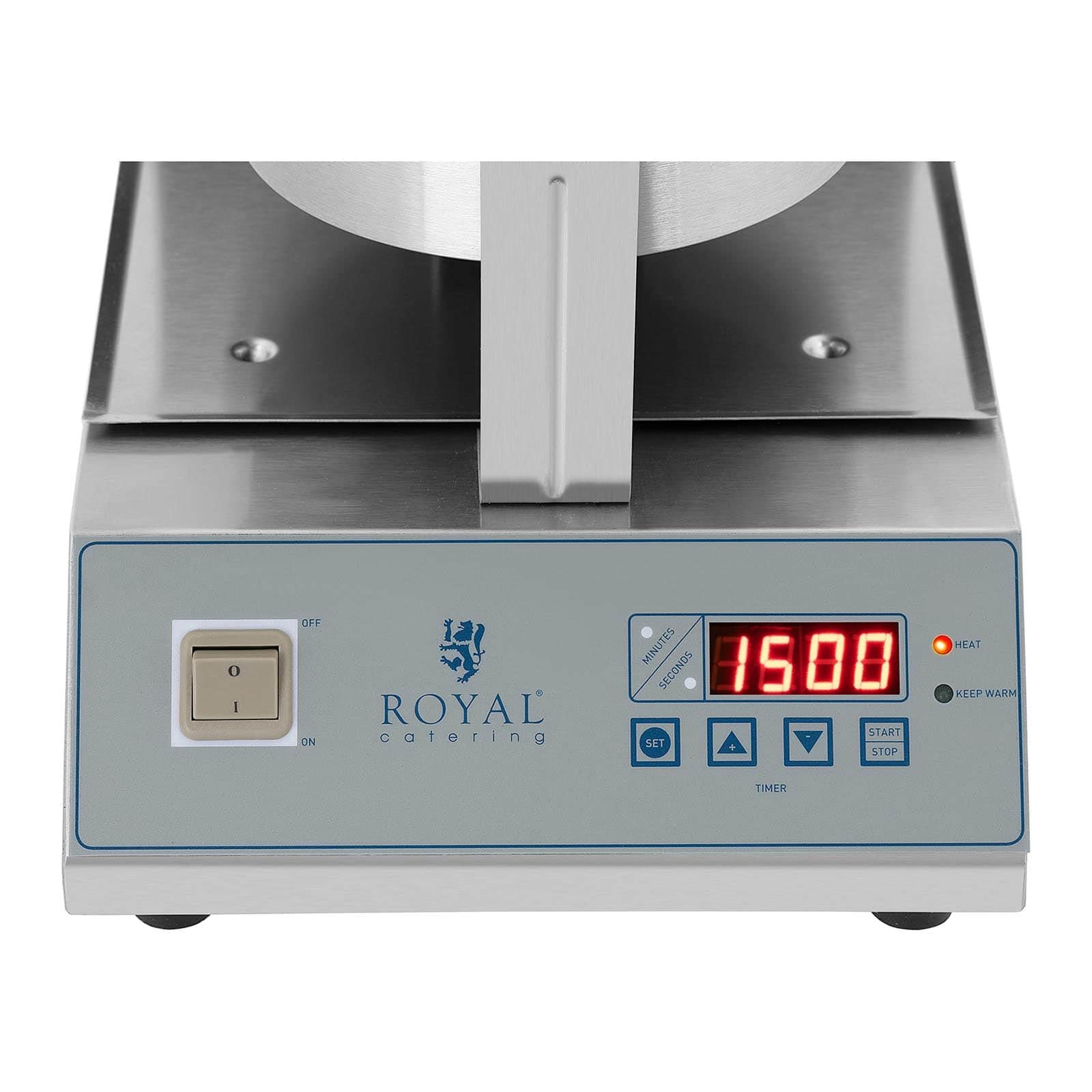Вафельница Royal Catering RCWM-1300-RE, бельгийская вафельница, диаметр 18 см, поворотная, 1300 Вт, таймер 99 минут, корпус из нержавеющей стали, черная, фото №2