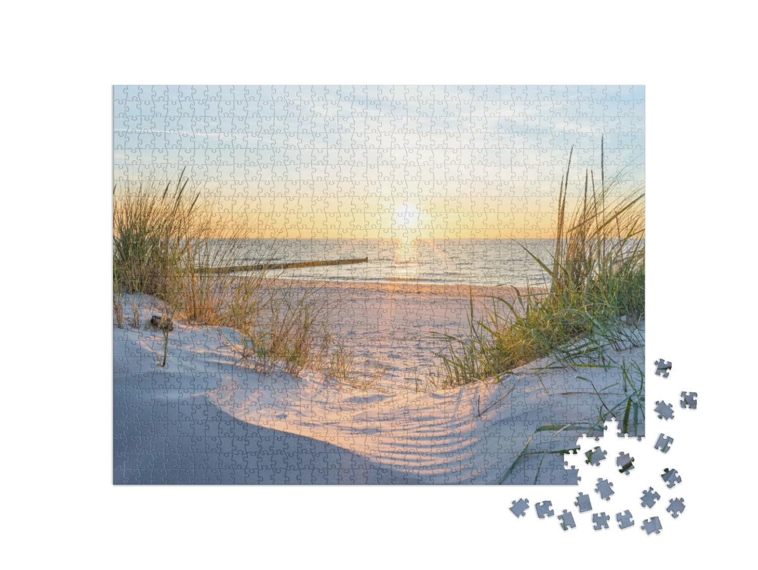 Пазл puzzleYOU Nature, North Sea, Sunrise, Mecklenburg-Western Pomerania Sunset on the Baltic Sea Beach 1000 элементов, фото №2