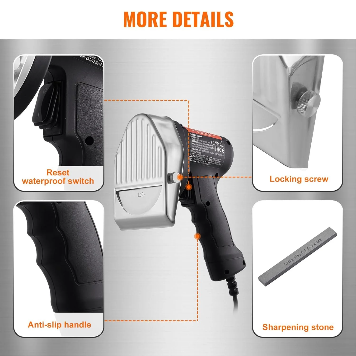 Электрический нож для шаурмы VEVOR KS100E-1 / Черный, фото №6