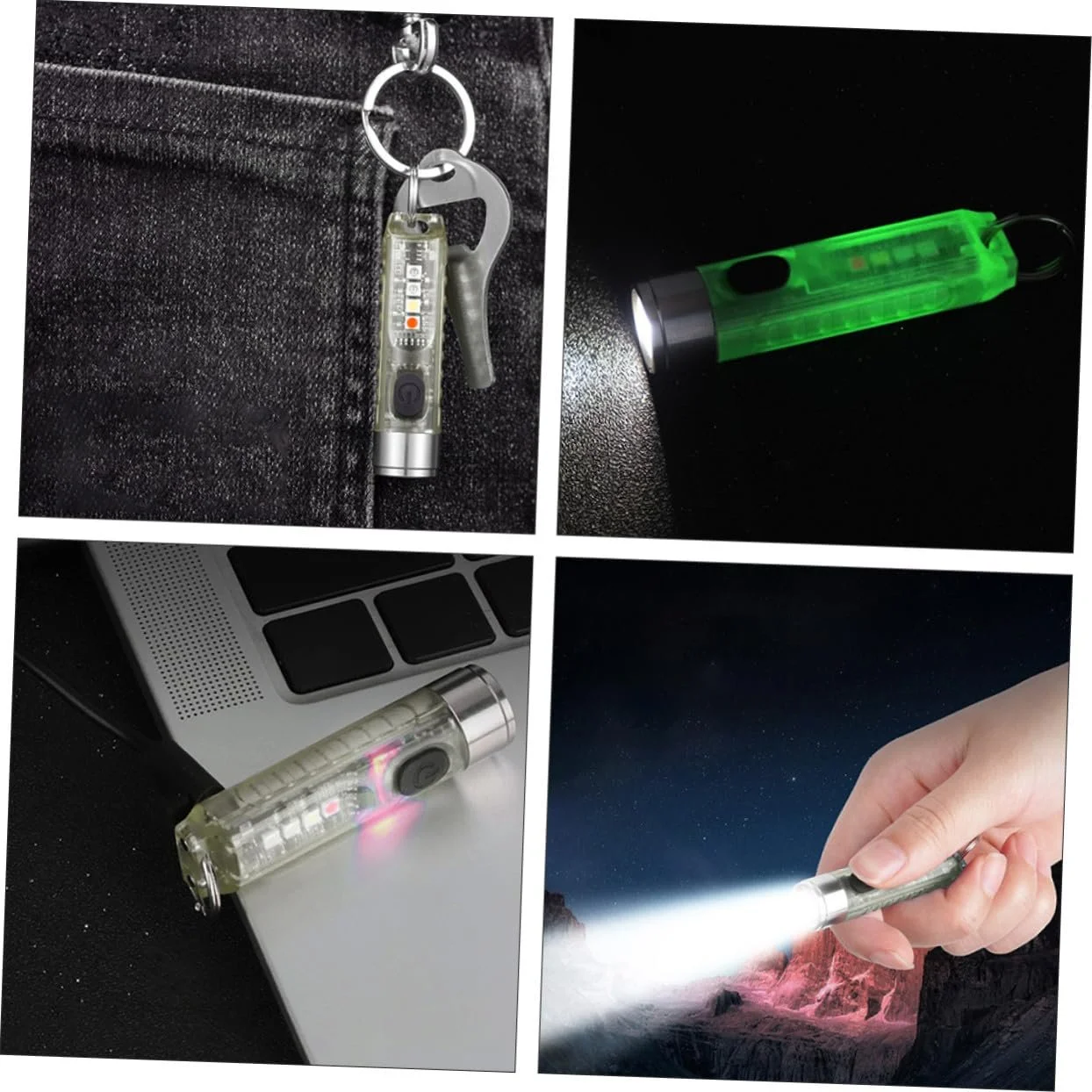 USB ліхтарик-брелок OUNONA USB акумуляторний PC нержавіюча сталь для кемпінгу на відкритому повітрі, фото №8