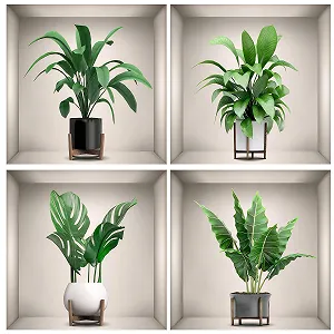 Наклейки на стіну Vase Wall Stickers 3D 4 шт. - Фото 1
