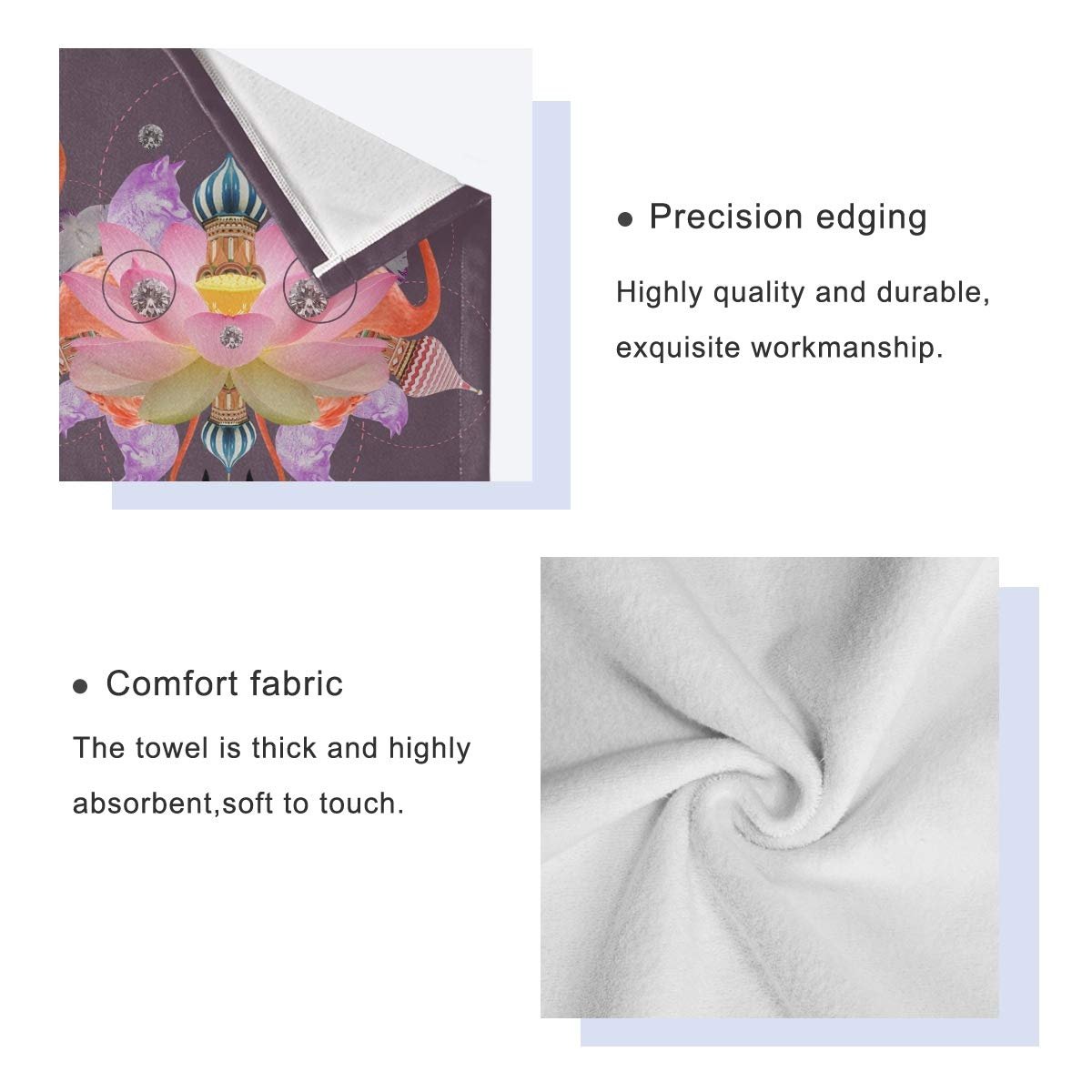 Набір рушників BEUSS Милий фламінго та замок (1 банний, 1 для рук, 1 серветка) 100% бавовна, фото №4