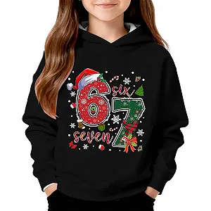 Худи Six Seven 6 7 Meme Gen Alpha Slang Kids 67 Толстовка с капюшоном для детей, красный - Фото 1