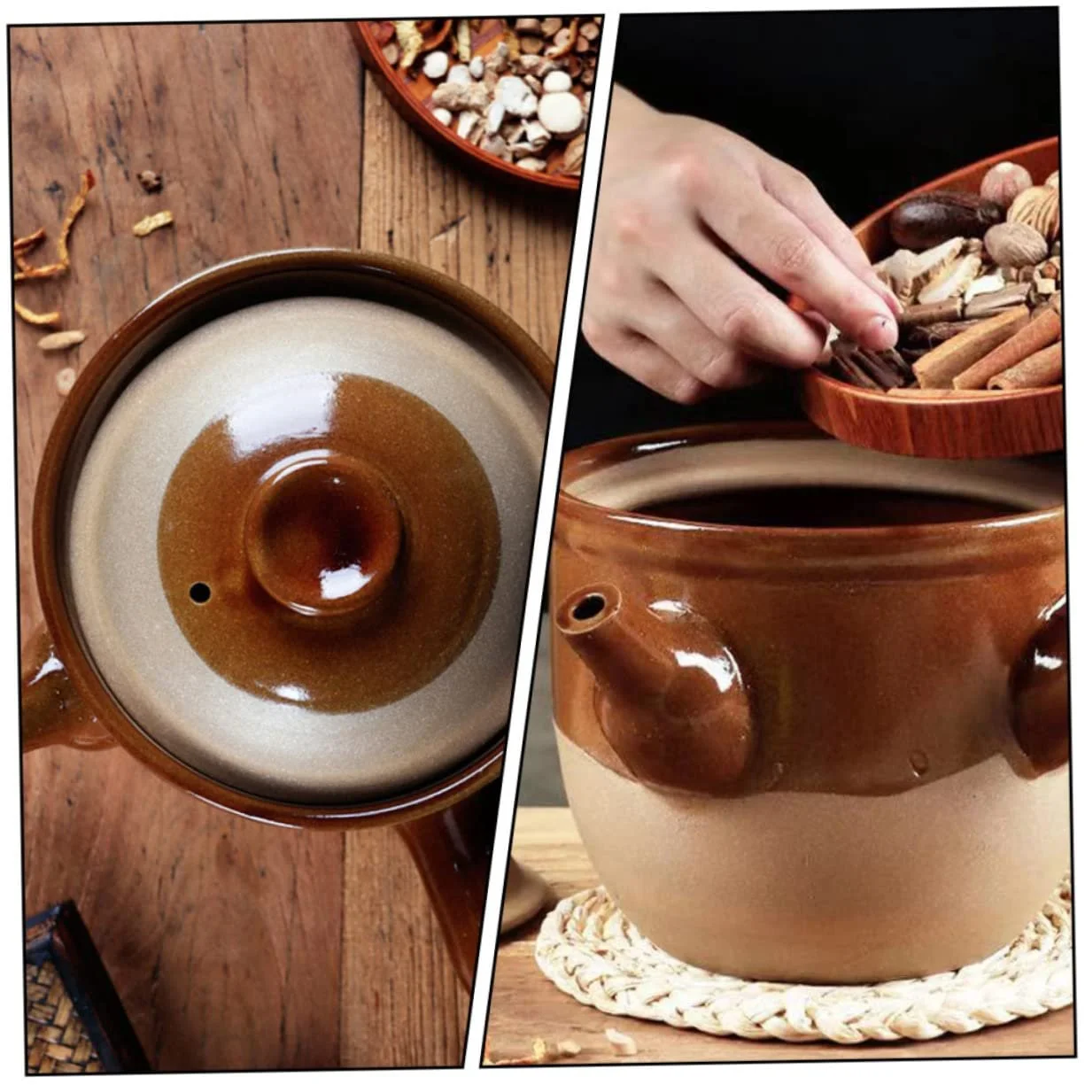 Горшок для приготовления Happyyami Керамический глиняный для открытого огня Традиционный аптечный горшок, фото №6