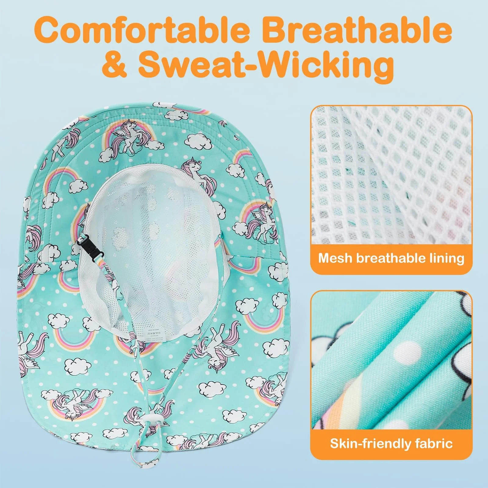 Набір капелюх та окуляри для дівчаток літній Unicorn Rainbow для дітей, фото №5