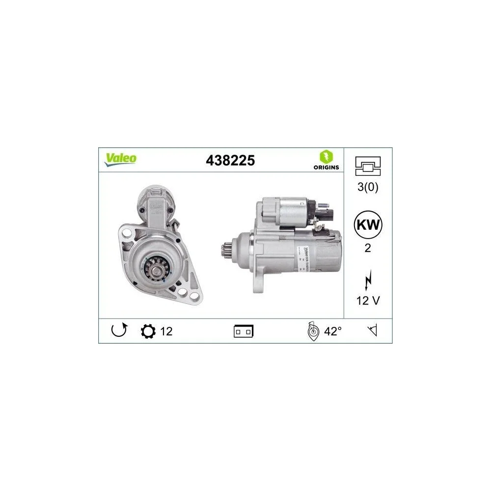 Стартер VALEO 438225 VALEO ORIGINS - NEW O.E. TECHNOLOGIE для AUDI SEAT SKODA VW, фото №1 Стартер VALEO 438225 VALEO ORIGINS - NEW O.E. TECHNOLOGIE для AUDI SEAT SKODA VW, фото №1