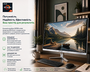 Моноблок 23.8" Medion (Lenovo Group) Cepter A440-03 | AMD Ryzen 5 3500U | IPS (1920x1080) FullHD | RAM 8 ГБ | SSD 512 ГБ | AMD Radeon Vega 8 Graphics | Wi-Fi 5 | Тонкий корпус | Win11 (5208) - Фото 1