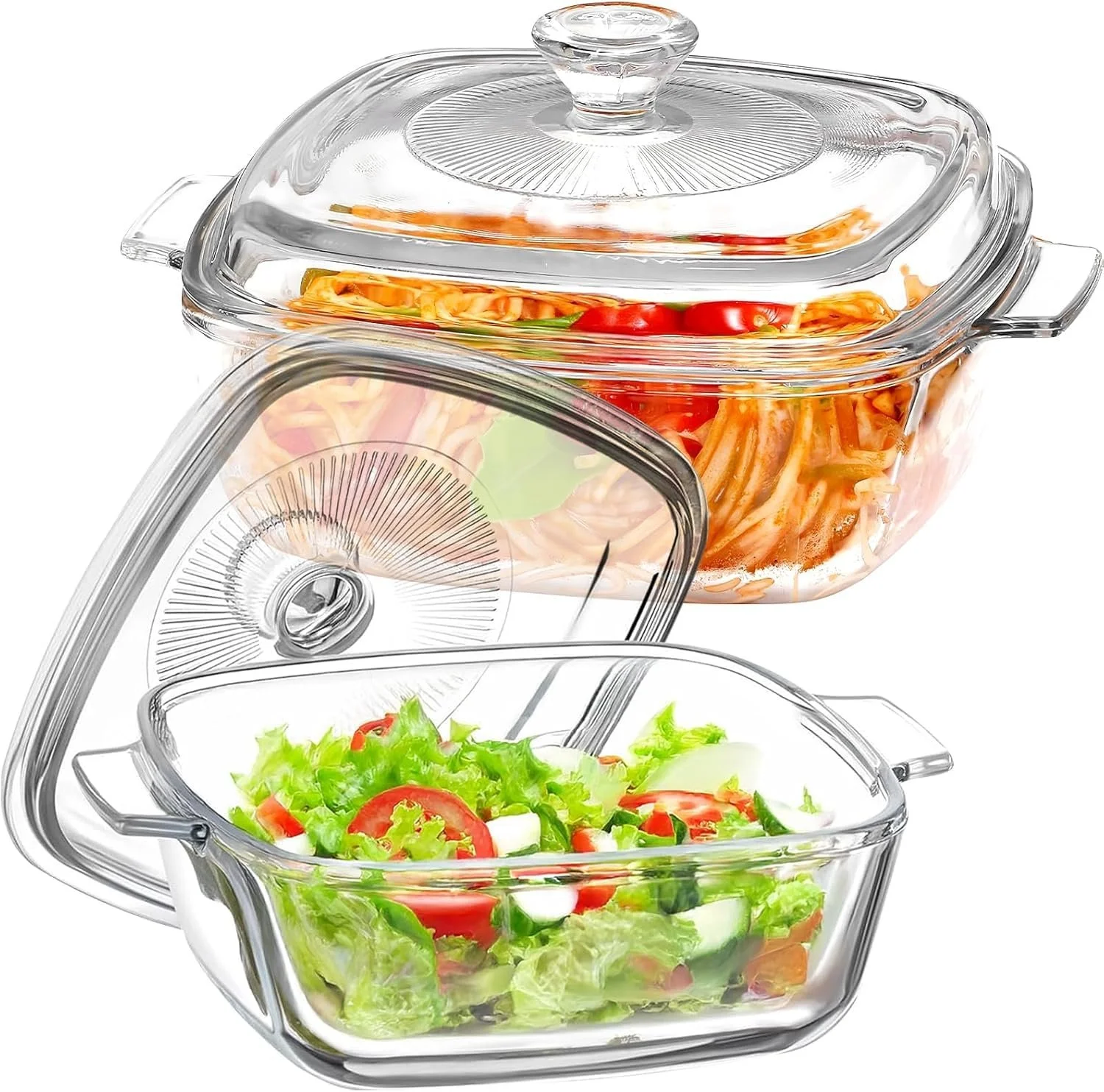 Набор форм для запекания стеклянных с крышкой 2 шт. квадратные 0,8 л и 1,5 л Прозрачные, фото №1 Набор форм для запекания стеклянных с крышкой 2 шт. квадратные 0,8 л и 1,5 л Прозрачные, фото №1