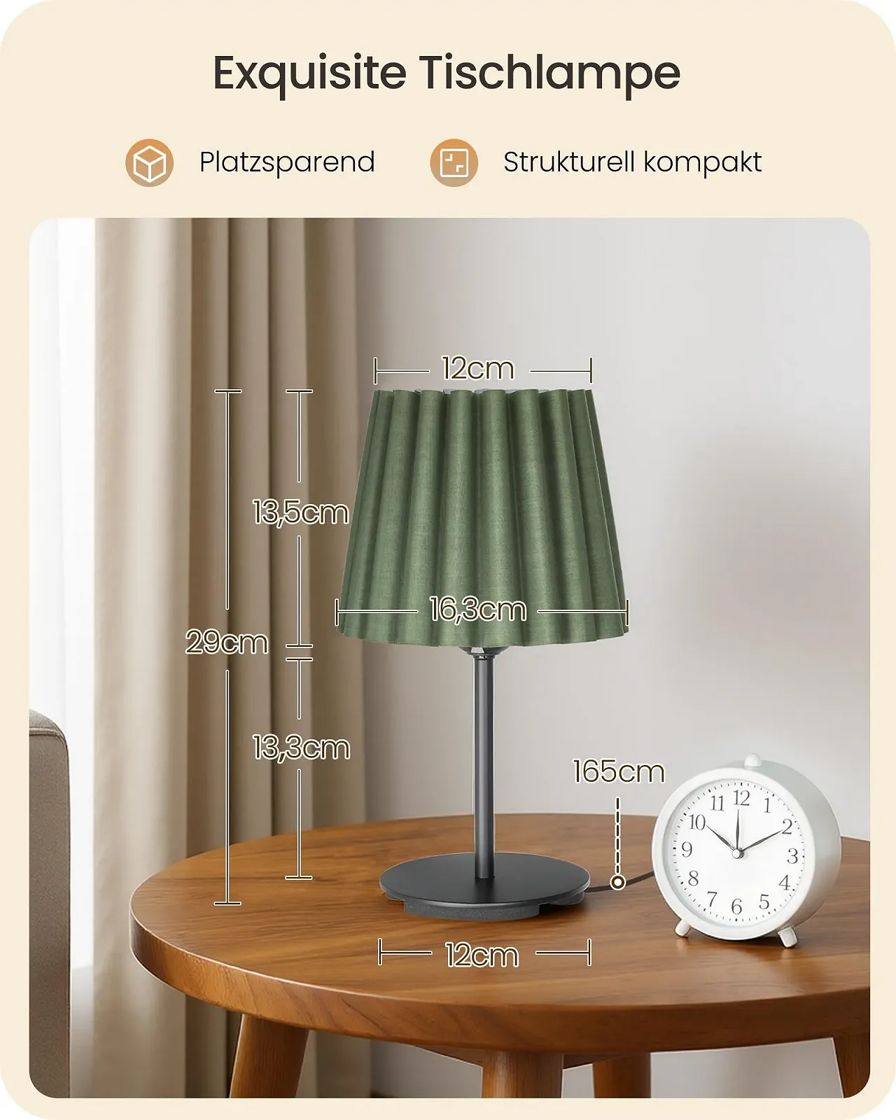 Настільна лампа ZJ15TLD05 E27 3 колірні температури зелений/чорний, фото №5