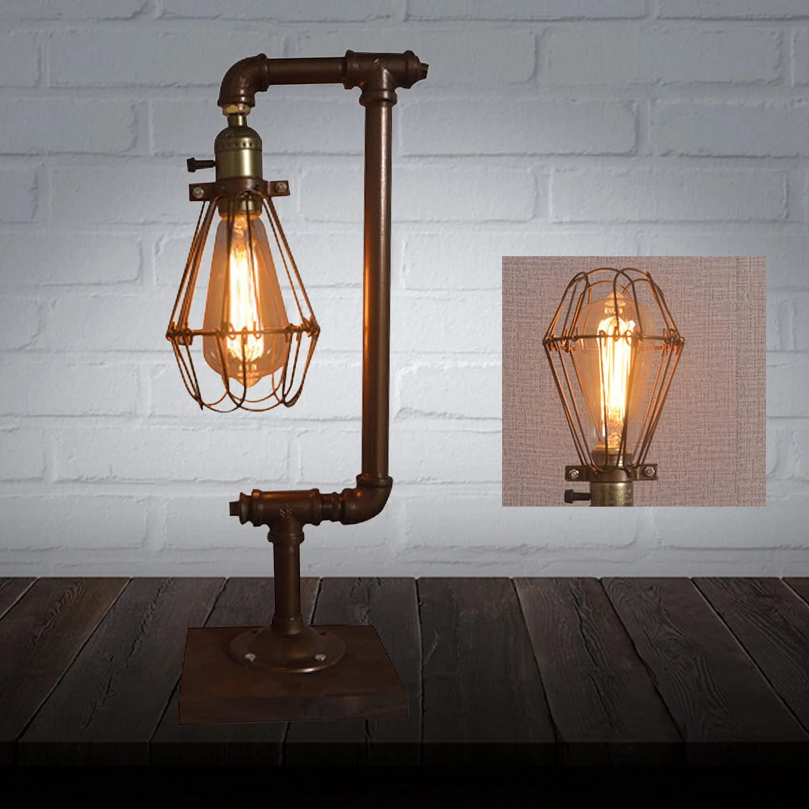 Настільна лампа Industrial Vintage Steampunk металева залізна водопровідна труба 5408, фото №5