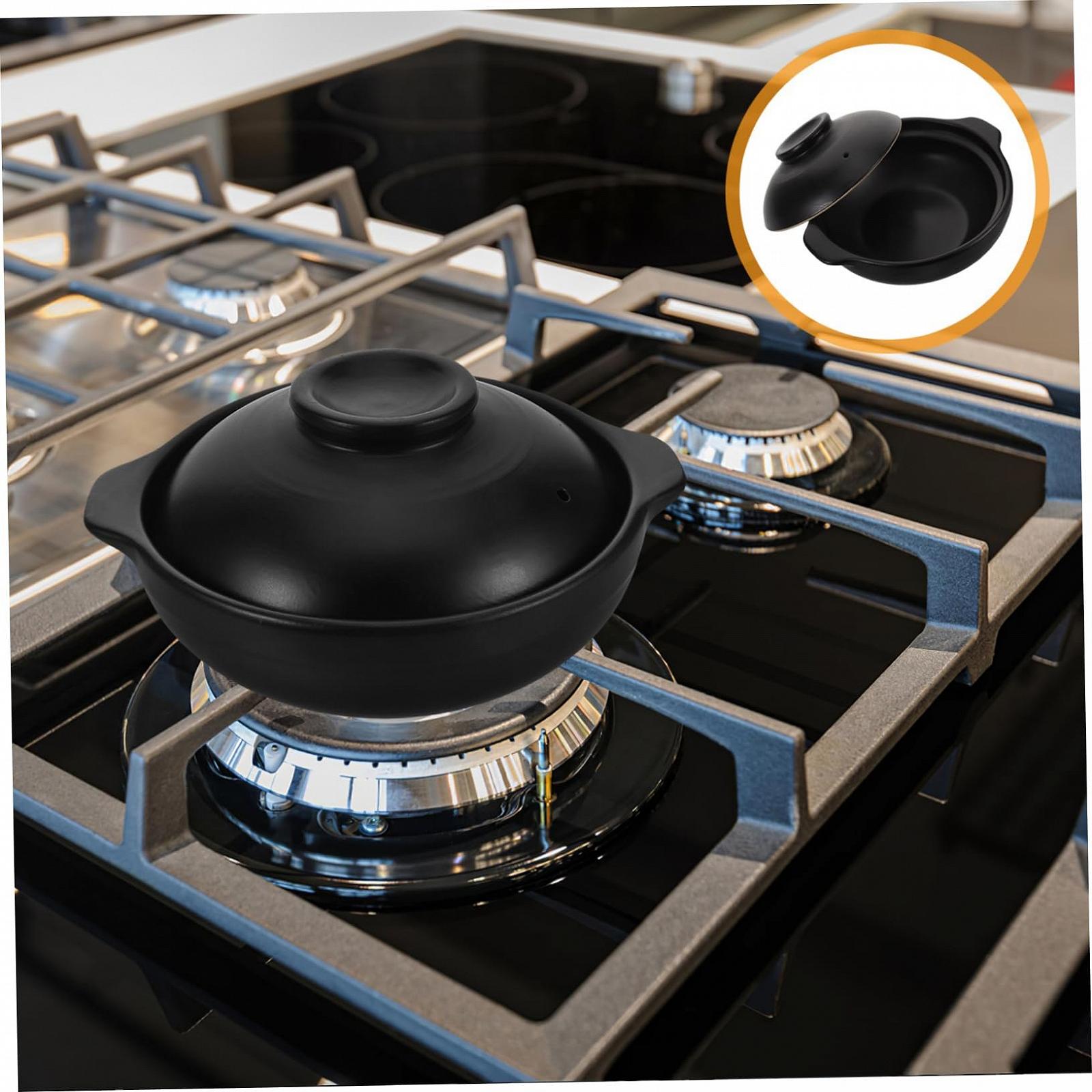 Кастрюля для запекания керамическая жаропрочная с крышкой большая для духовки и открытого огня, фото №8