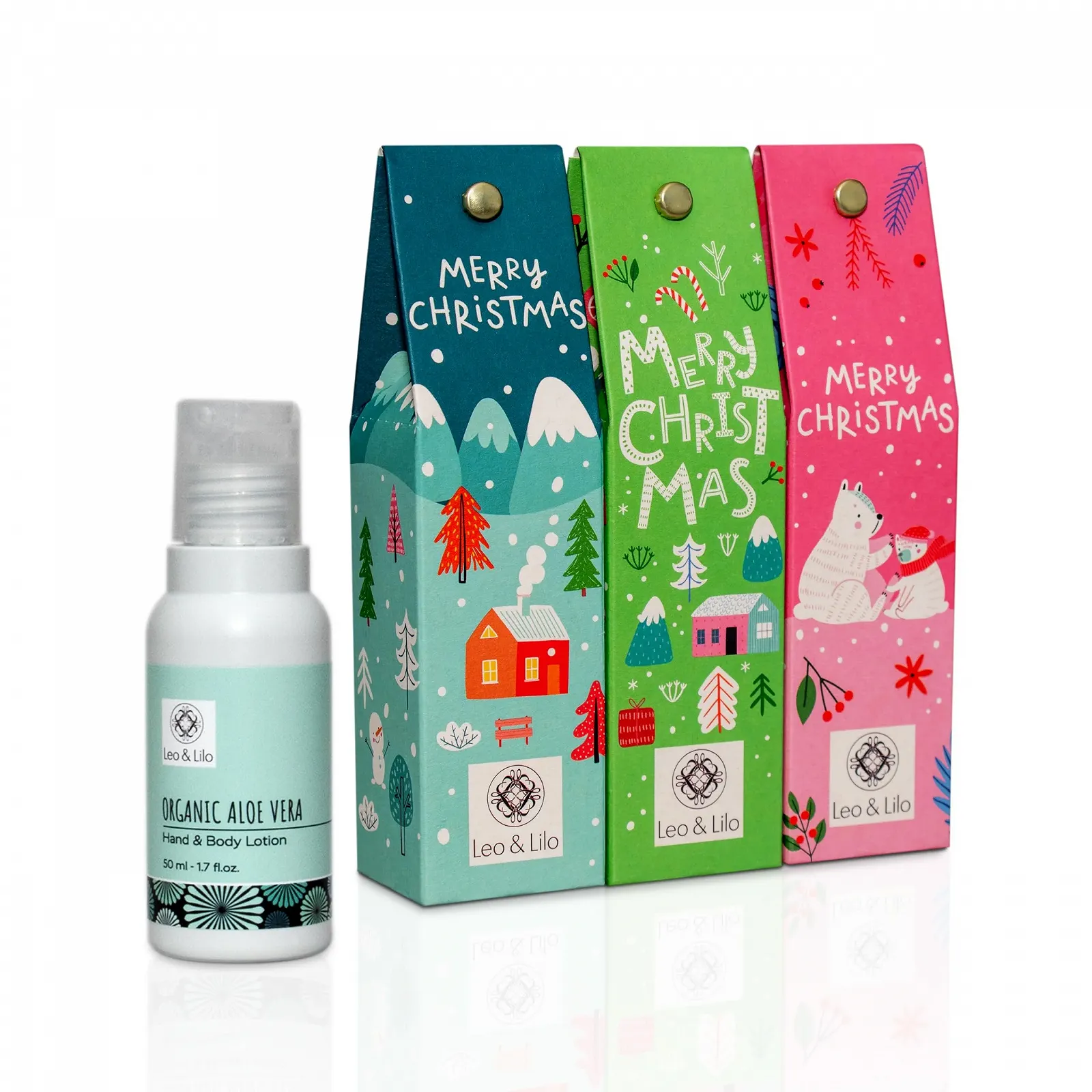 Лосьйон для рук Leo & Lilo Organic Aloe Vera - Набір різдвяної колекції - Набір з 3 (3 x 50 мл), фото №1
