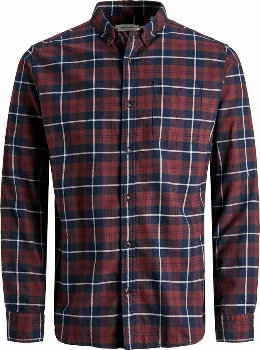 Рубашка Jack & Jones CLASSIC DENVER CHECK L/S STS 12189449 Slim Fit Бордовый M, фото №1