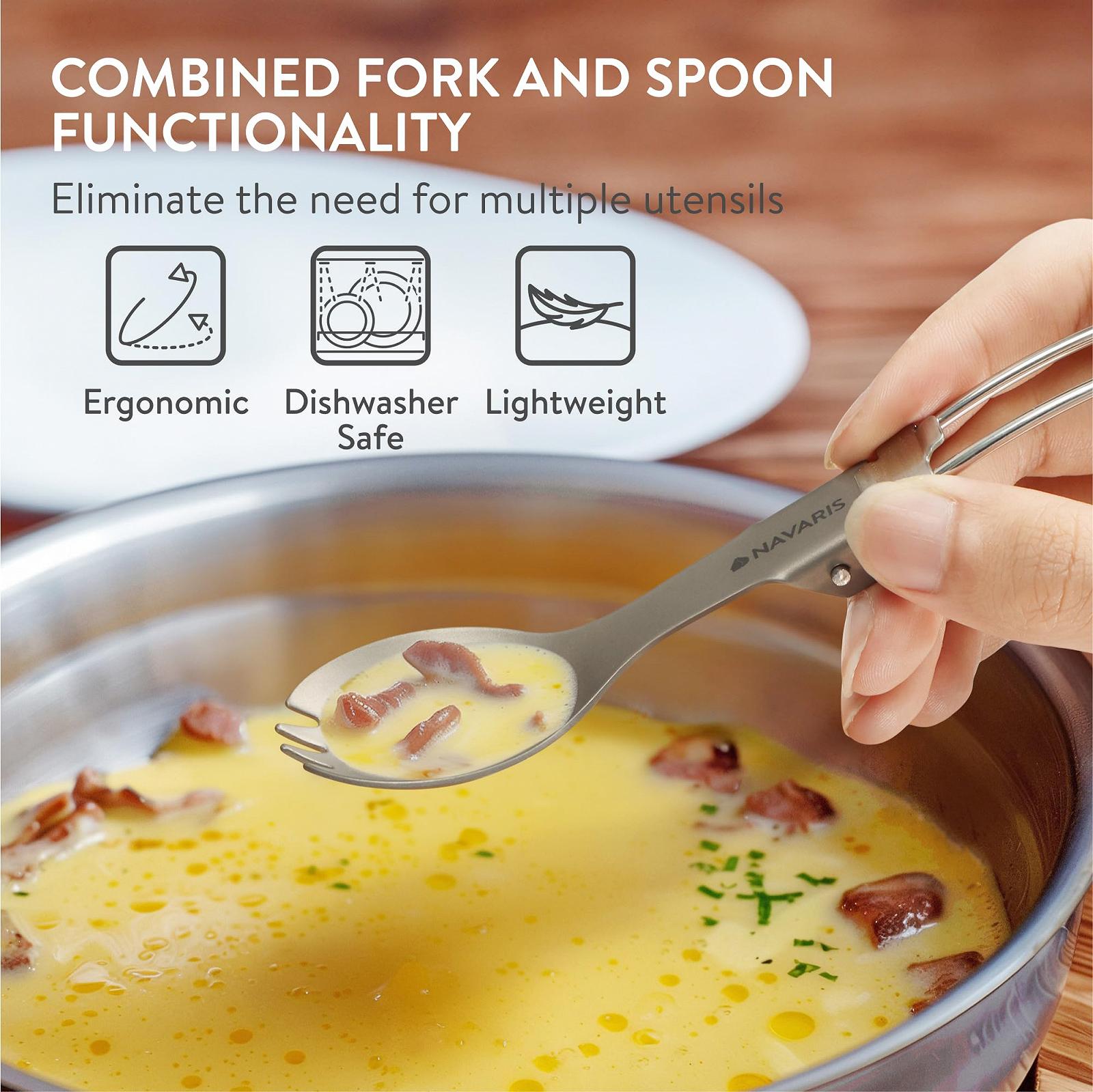 Спорк Navaris Foldable Titan Набор из 2 - Титан ультралегкий и прочный, фото №4