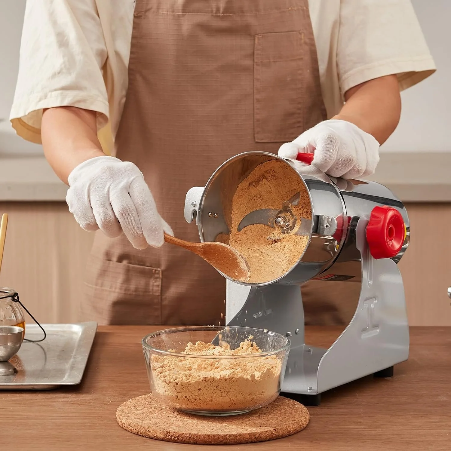 Электрическая мельница для зерна Vevor HC-300V Серебристая, фото №9 Электрическая мельница для зерна Vevor HC-300V Серебристая, фото №9