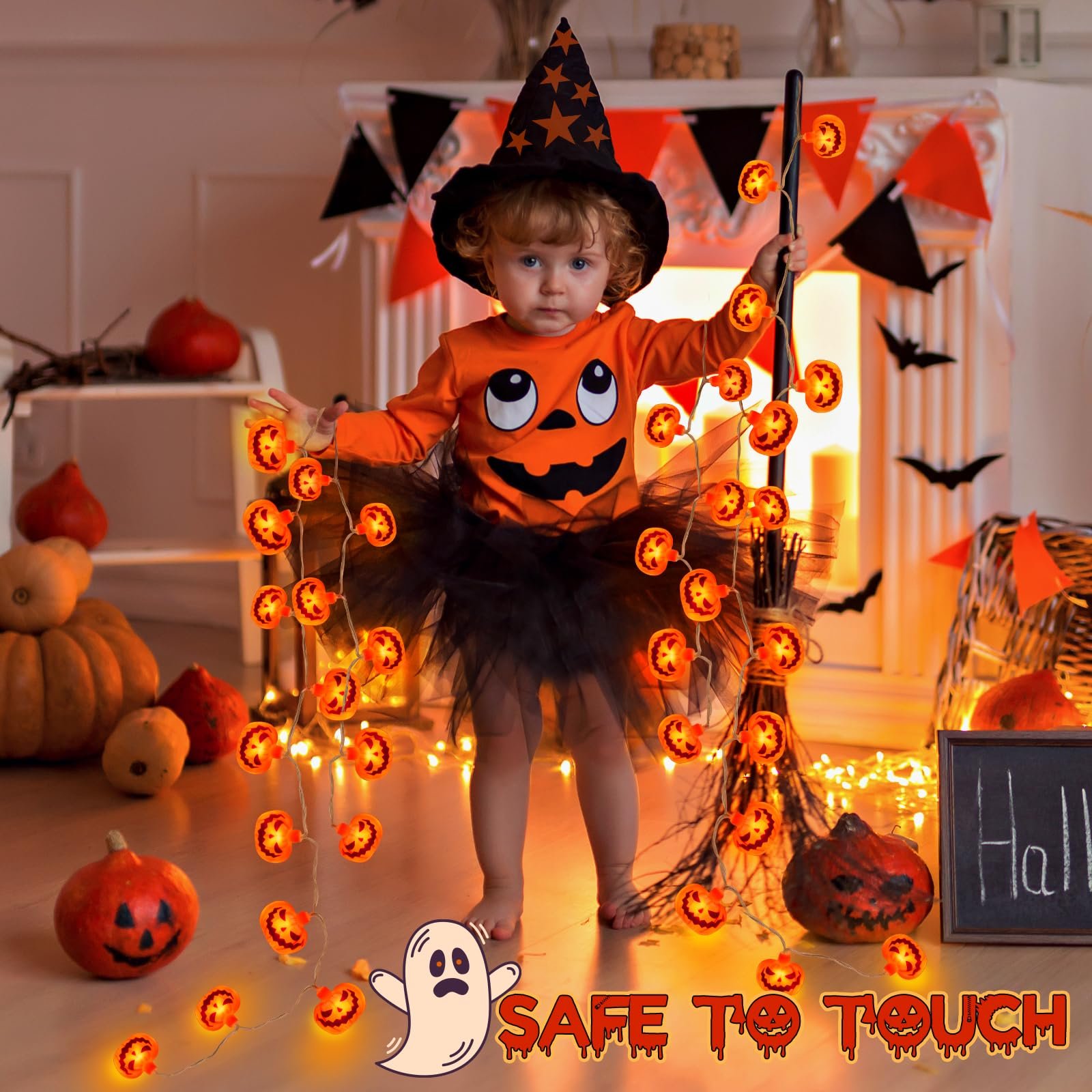 Гирлянда Dalugo Halloween Fairy Lights, 3 м, 20 LED, тыква, с таймером 6 часов, IP65 водонепроницаемая, фото №4