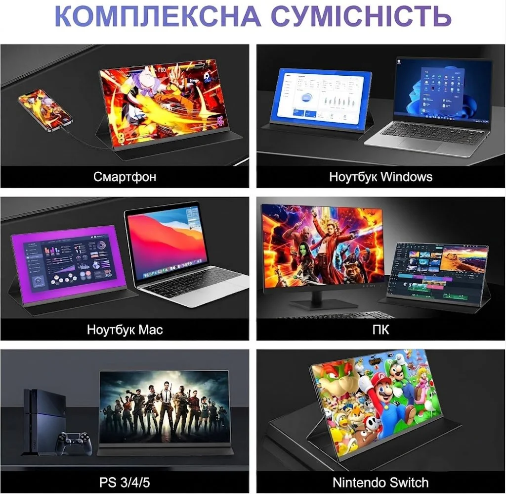 Монітор портативний 15.6" JEEJIA P4 Full HD IPS 60 Гц, фото №5