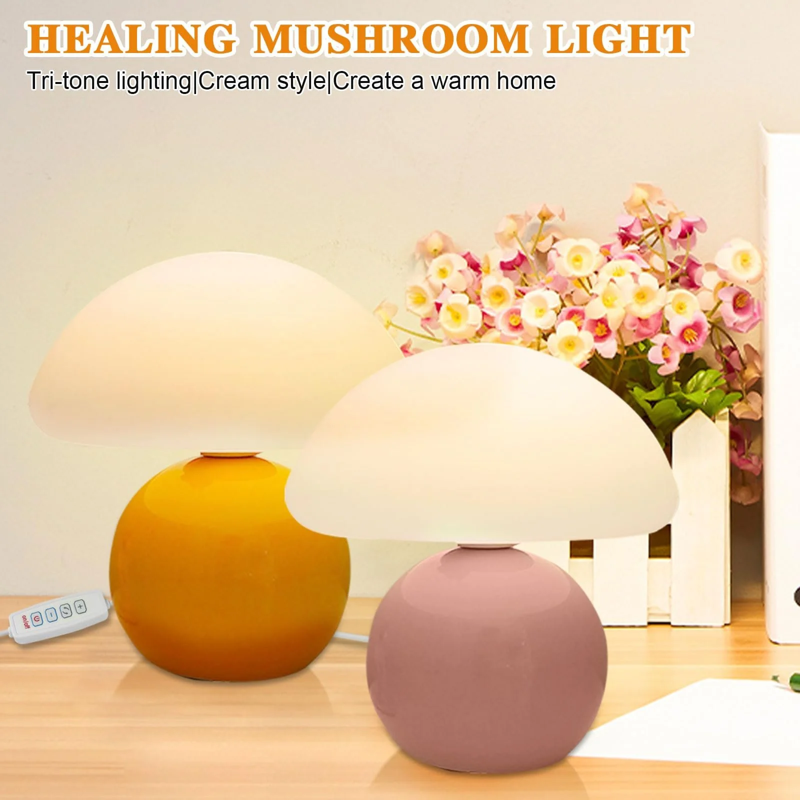 Настільна лампа Mushroom LED Керамічна Регульована Помаранчевий, фото №7