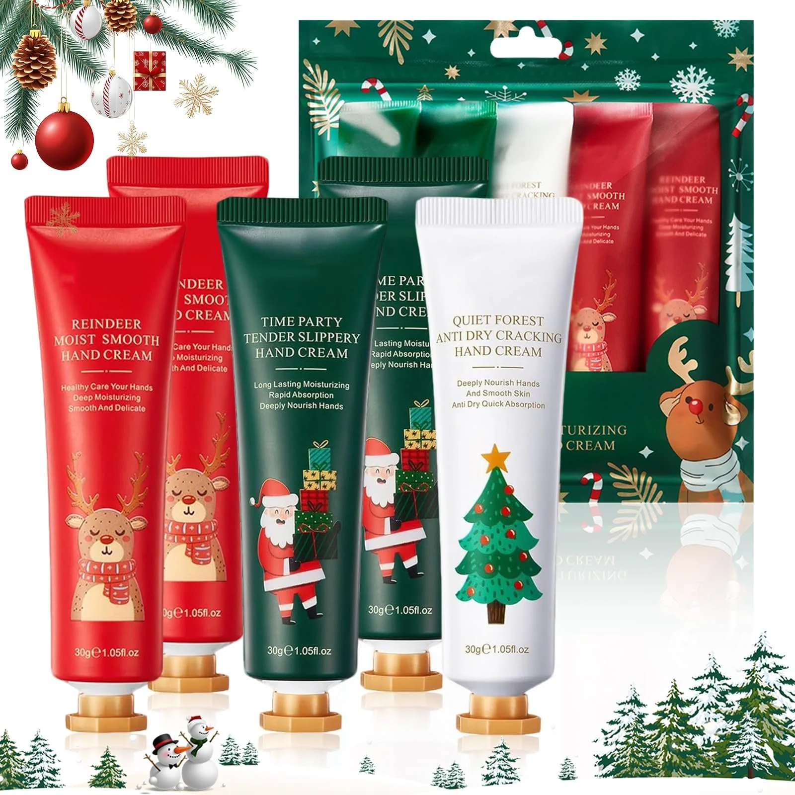 Набір кремів для рук 5 шт Різдвяний набір, фото №1