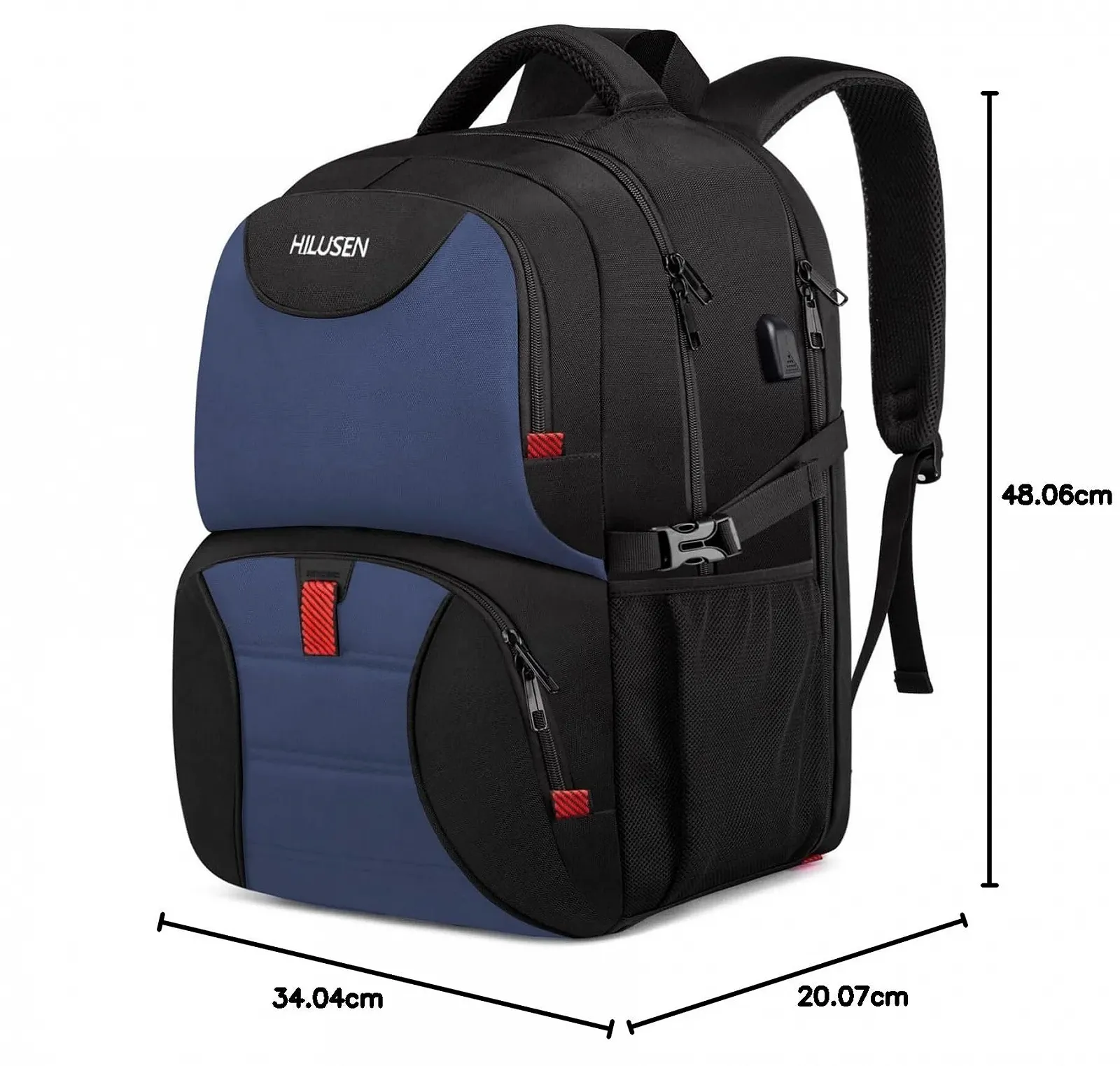 Рюкзак для ноутбука HILUSEN 50L 17.3 дюймів з USB-портом Blue, фото №9 Рюкзак для ноутбука HILUSEN 50L 17.3 дюймів з USB-портом Blue, фото №9