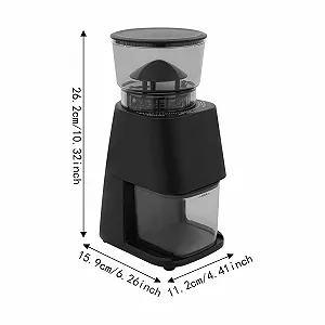 Кофемолка электрическая Регулируемая с цифровым сенсорным ЖК-дисплеем 150 Вт 350-450 об/мин 112 x 159 x 262 мм, конус из нержавеющей стали 420, контейнер для зерен емкостью 300 г synthetic.ua - Фото 1