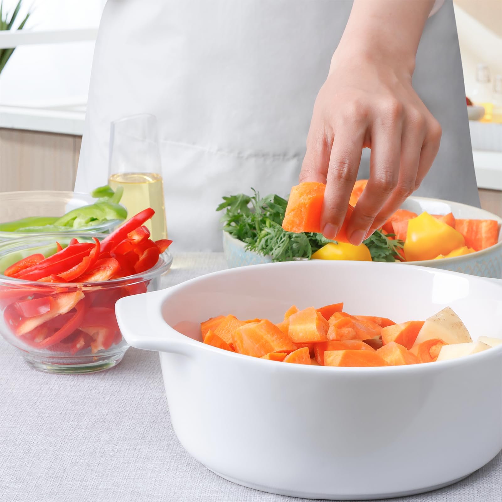 Форма для запекания NUTRIUPS круглая керамическая с крышкой 23 см белая, фото №5