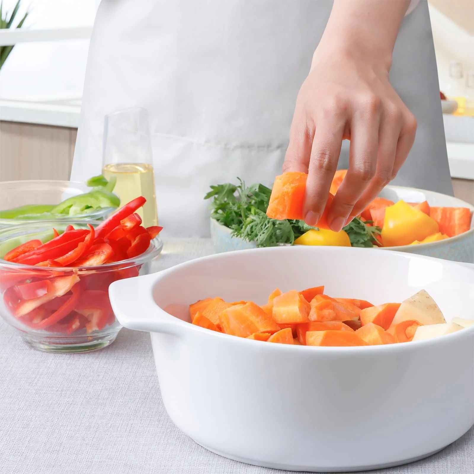 Гусятниця для запікання NUTRIUPS кругла керамічна з кришкою 23 см біла, фото №5