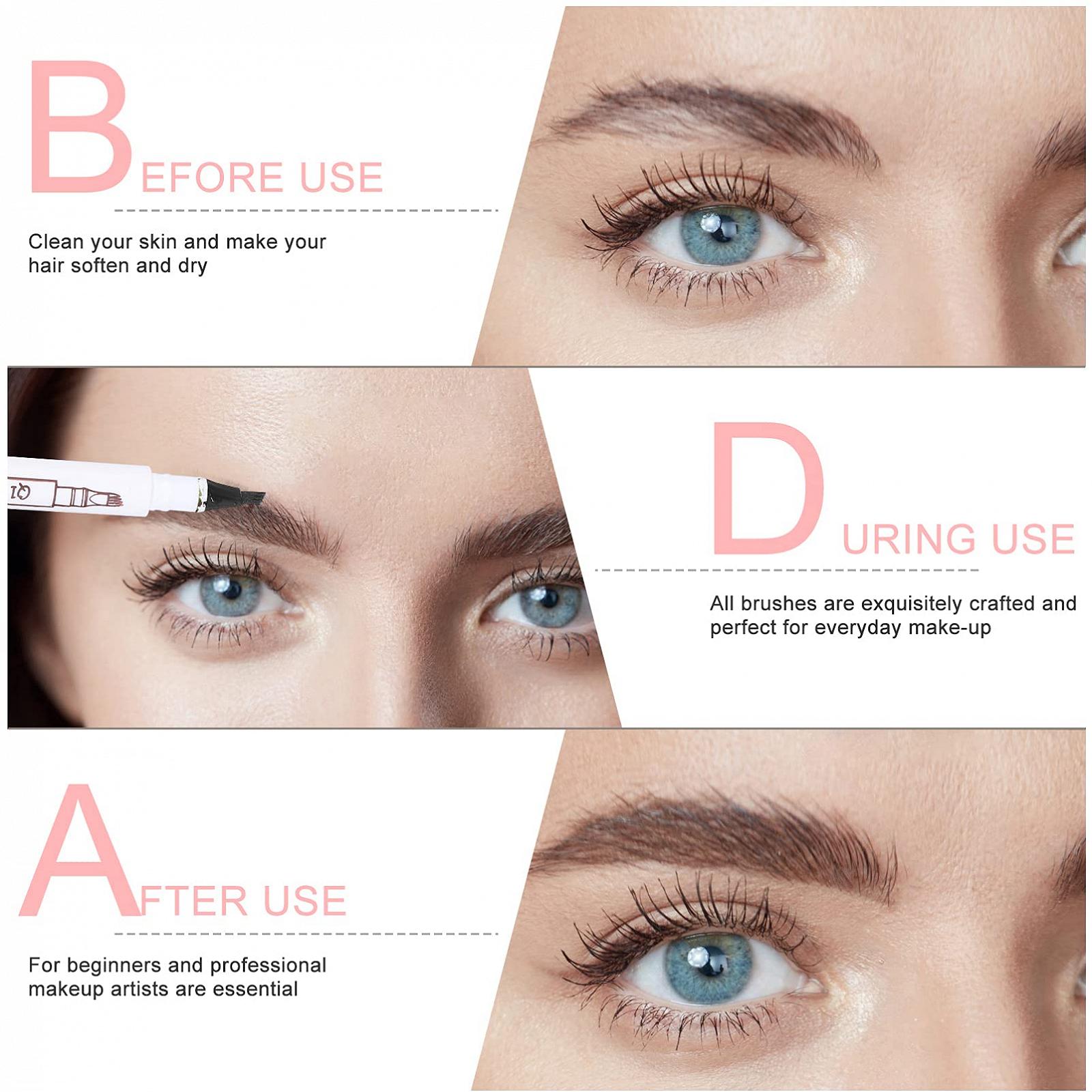 Олівець для брів Minkissy Eyeliner Chestnut Waterproof 4 Point Eyebrow Лайнер Гель Коричневий 2 шт., фото №7