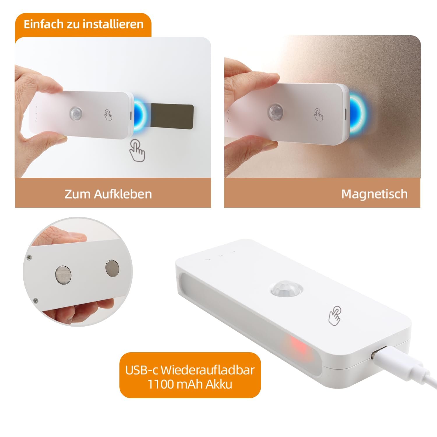 Нічник da LIGHT CCT LED PIR Акумуляторний Набір з 2 шт., фото №6