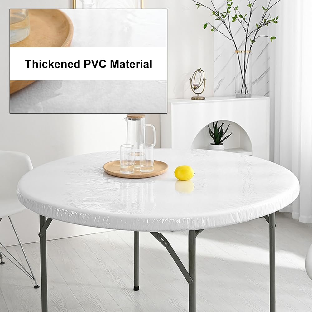 Скатертина прозора кругла 90-110 см PVC Plastic з еластичною стрічкою прозора, фото №3