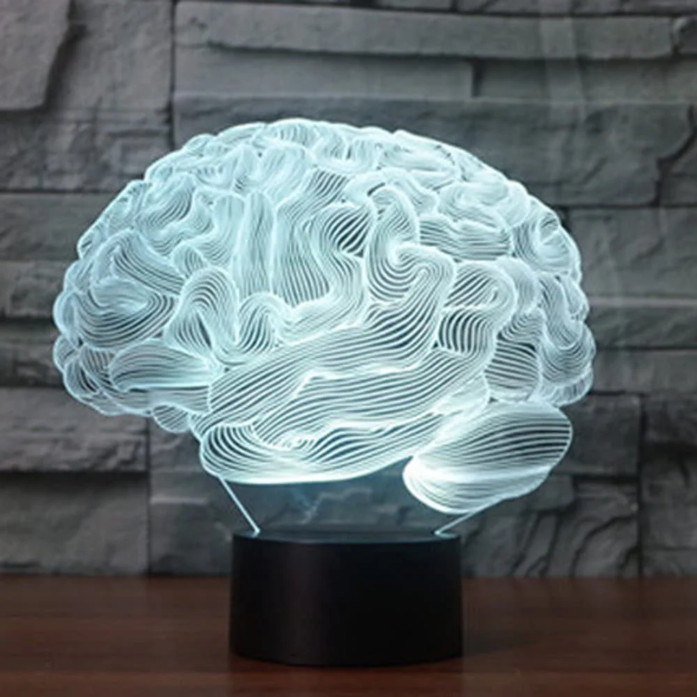 Настільна лампа 3D Brain LED Illusion, 7 кольорів, нічник для спальні та дому, фото №2