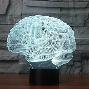Настільна лампа 3D Brain LED Illusion, 7 кольорів, нічник для спальні та дому synthetic.ua - Фото 1