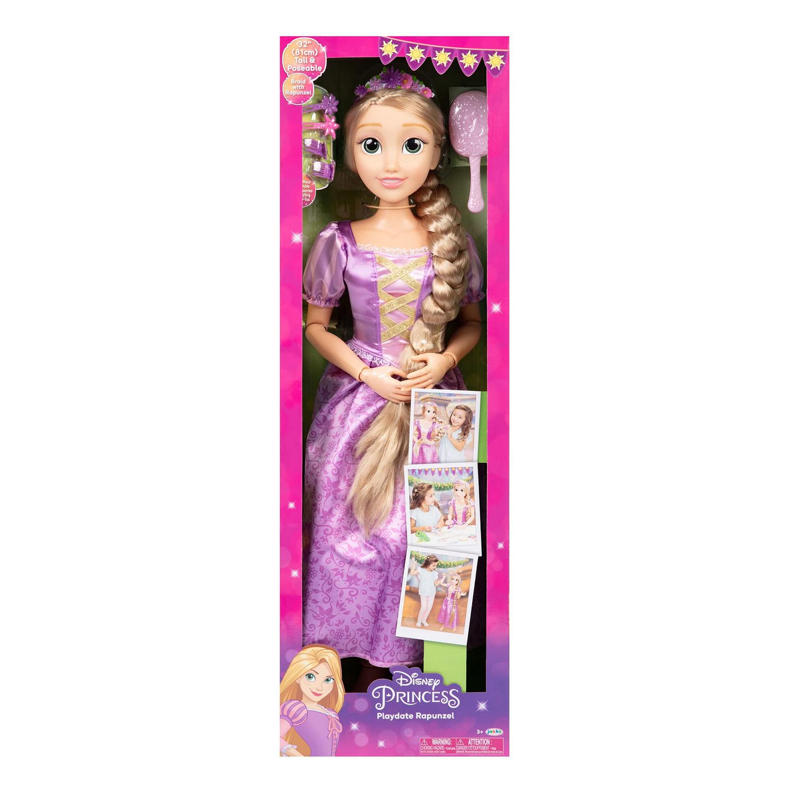 Лялька Disney Princess Рапунцель, 81 см, рухома лялька My Size Articulated у фіолетовій сукні, з гребінцем для розчісування довгого золотого волосся, квітковою гірляндою, пов'язкою на голову та шпильками, фото №6