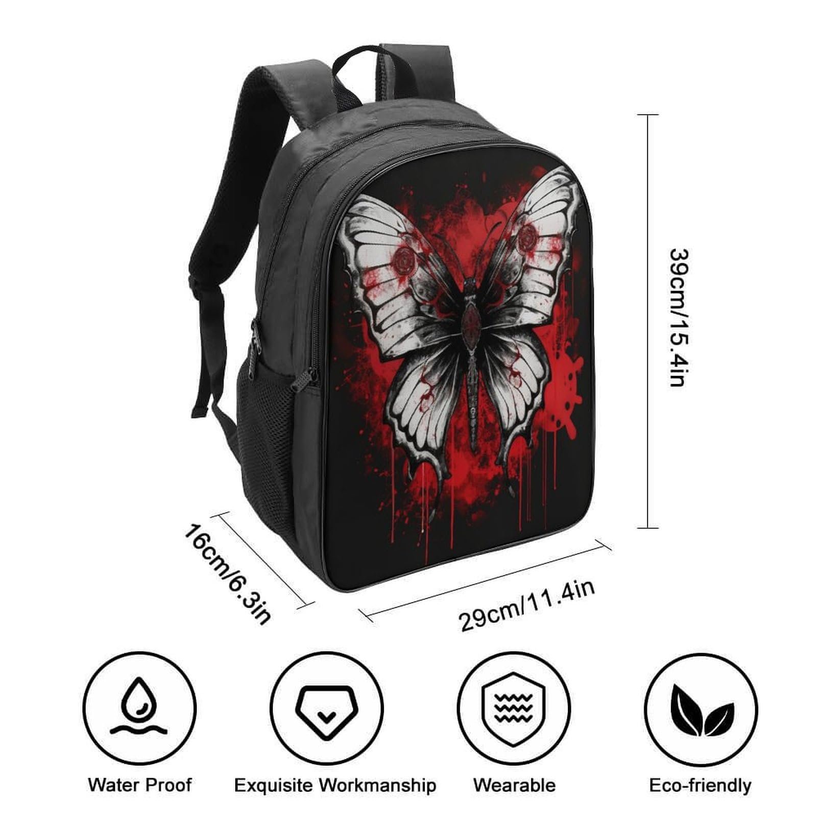 Ранець DPEOANEBN Butterfly для хлопчиків та дівчаток-підлітків, водонепроникний, для школи, для жінок та чоловіків, для ноутбука, 40x28x16 см, фото №2