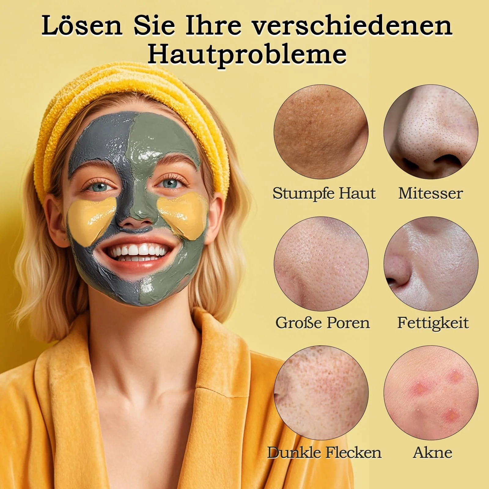 Маска Turmeric Mud Mask Dead Sea Mud Green Tea для глубокого очищения от черных точек и контроля жирности, набор 70г*3, фото №2