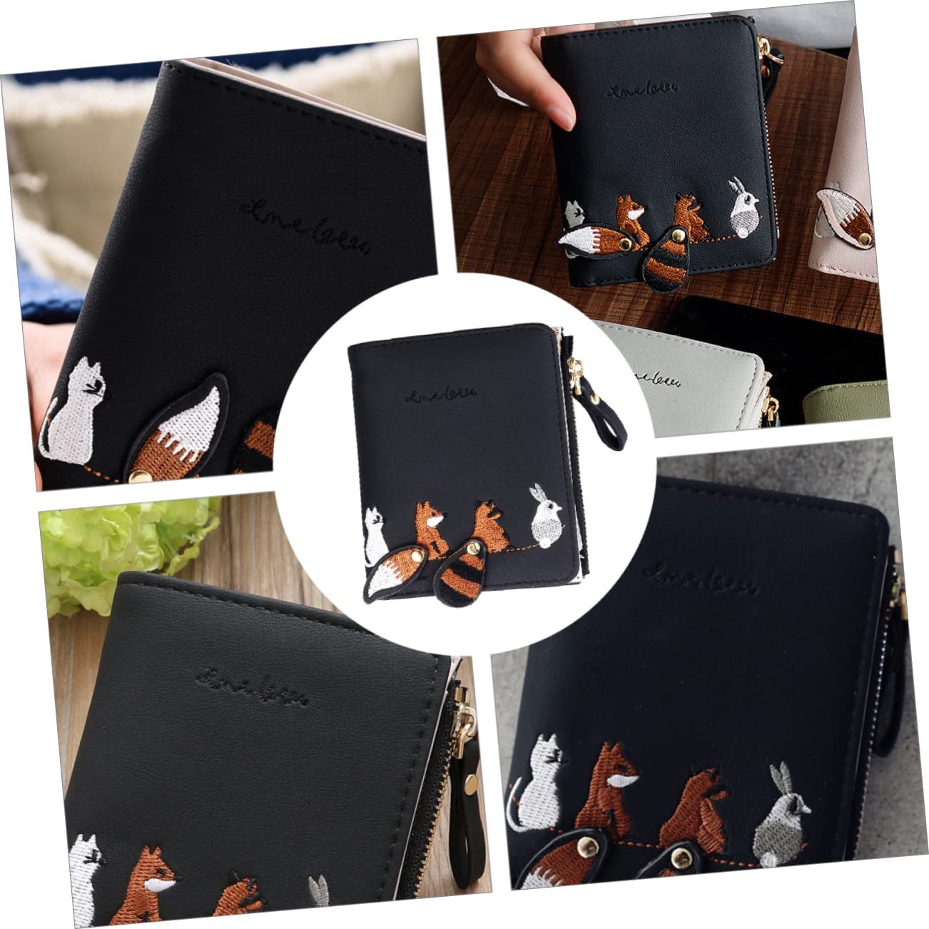 Кошелек Женский Кожаный WRITWAA С вышивкой животных, отделения для карт, элегантный для путешествий, черный, фото №3